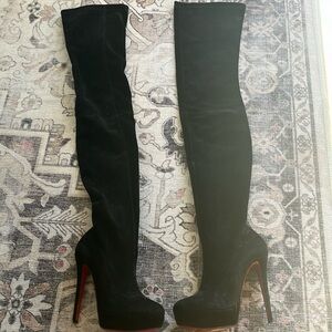 Christian Louboutin Monicara black suede thigh high boots